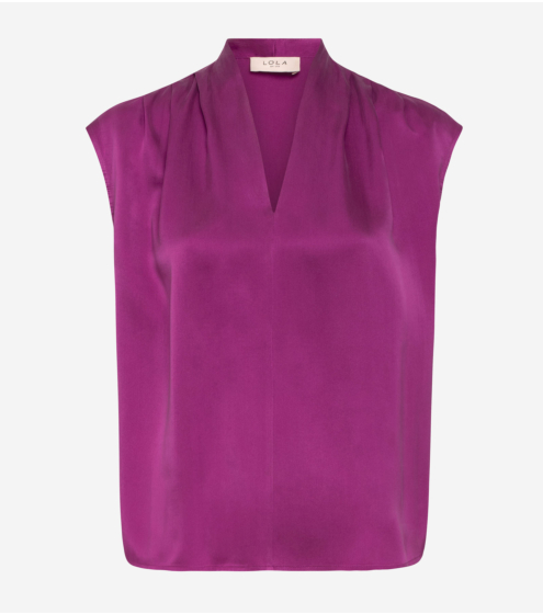 Aμάνικη Μπλούζα με Πιέτες σε Ολομέταξο Σατέν