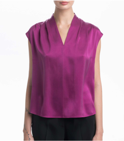 Μπλούζα με Πιέτες σε Ολομέταξο Σατέν