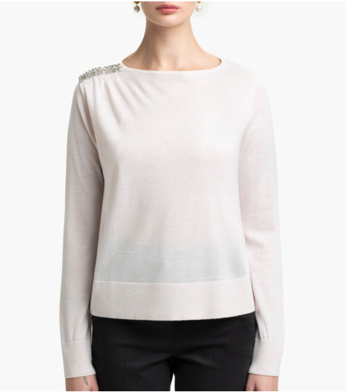 Μπλούζα με Κέντημα σε 100% Wool Merino