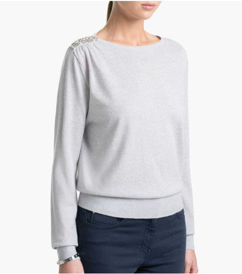 Μπλούζα με Κέντημα σε 100% Wool Merino