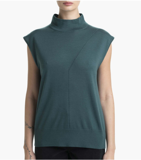 Μπλούζα Mock Neck σε 100% Wool Merino