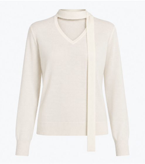 Μπλούζα με γραβάτα σε 100% Wool Merino