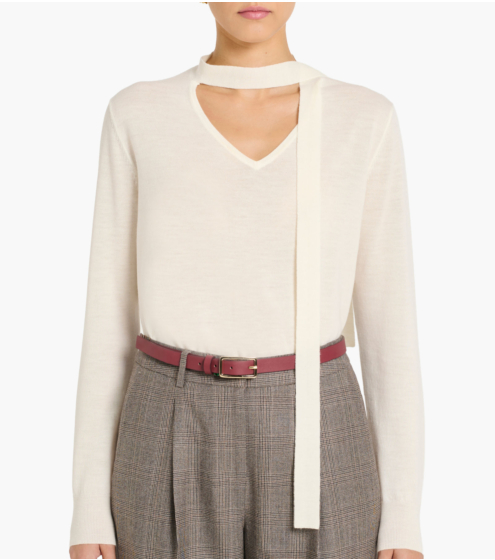 Μπλούζα με γραβάτα σε 100% Wool Merino