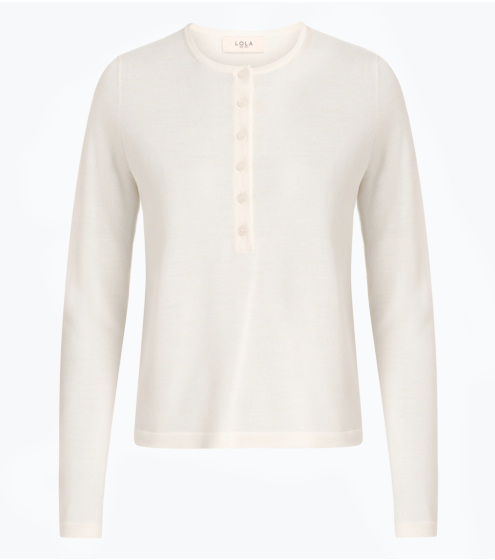 Πλεκτή Button Up Μπλούζα με Μαλλί & Μετάξι