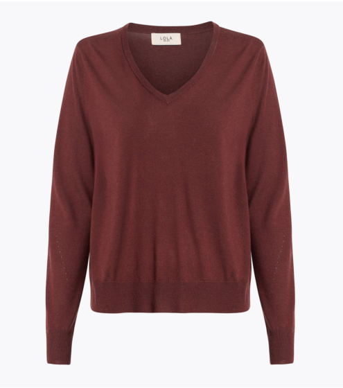 Πλεκτή V neck Μπλούζα με Μαλλί & Μετάξι