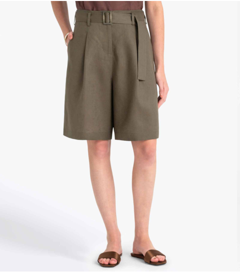 Σορτς με Πιέτες σε 100% Λινό