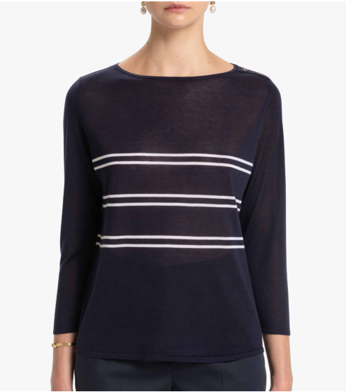 Μπλούζα Ριγέ Boatneck σε Silk Blend