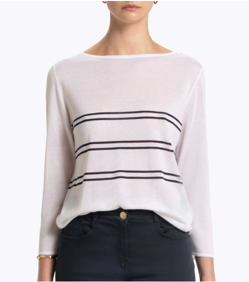 Μπλούζα Ριγέ Boatneck σε Silk Blend